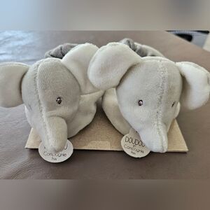 Gray Elephant Plush Kids Slippers -